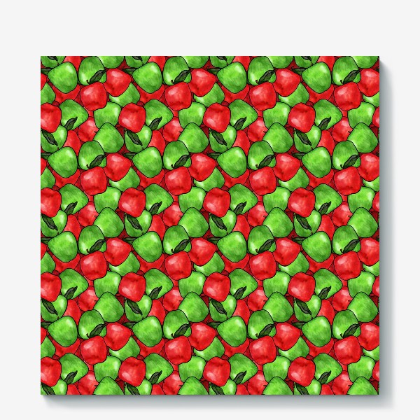 Холст «Паттерн яркие зеленые и красные яблоки»