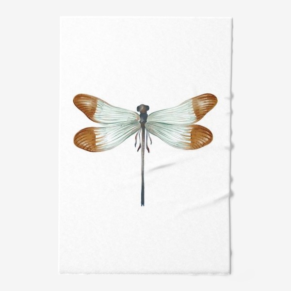Полотенце &laquo;Акварельная нарисованная вручную яркая иллюстрация с экзотической бабочкой, стрекозой&raquo;