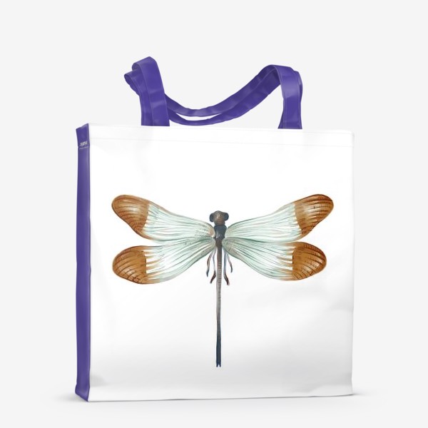 Сумка-шоппер &laquo;Акварельная нарисованная вручную яркая иллюстрация с экзотической бабочкой, стрекозой&raquo;