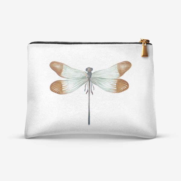 Косметичка «Акварельная нарисованная вручную яркая иллюстрация с экзотической бабочкой, стрекозой»