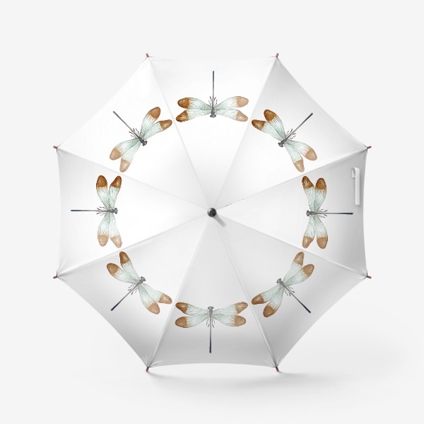 Зонт «Акварельная нарисованная вручную яркая иллюстрация с экзотической бабочкой, стрекозой»