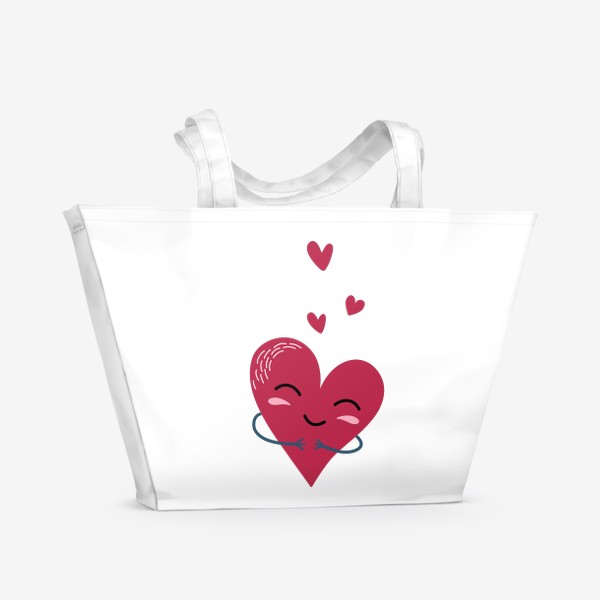 Пляжная сумка &laquo;Сердце. Милый романтичный принт&raquo;