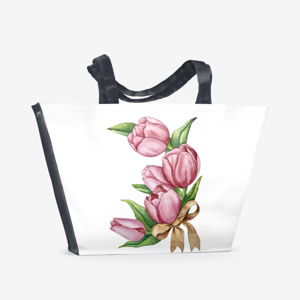 Пляжная сумка &laquo;Венок из тюльпанов. Акварель.. подарок на 8 марта.&raquo;