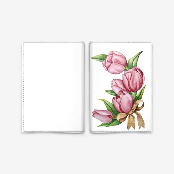 Обложка для паспорта «Венок из тюльпанов. Акварель.. подарок на 8 марта.»