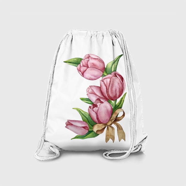 Рюкзак «Венок из тюльпанов. Акварель.. подарок на 8 марта.»