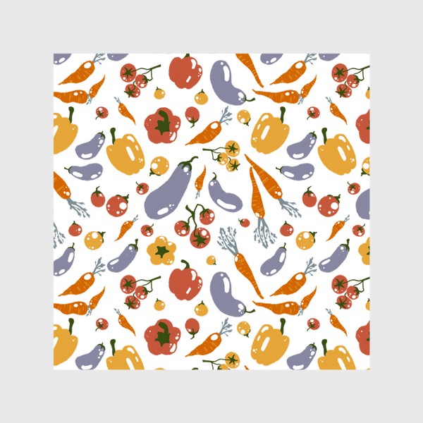 Шторы &laquo;Акварельный нарисованный вручную бесшовный фон с яркими иллюстрациями различных овощей. Магазин, эко еда, вегетарианство&raquo;