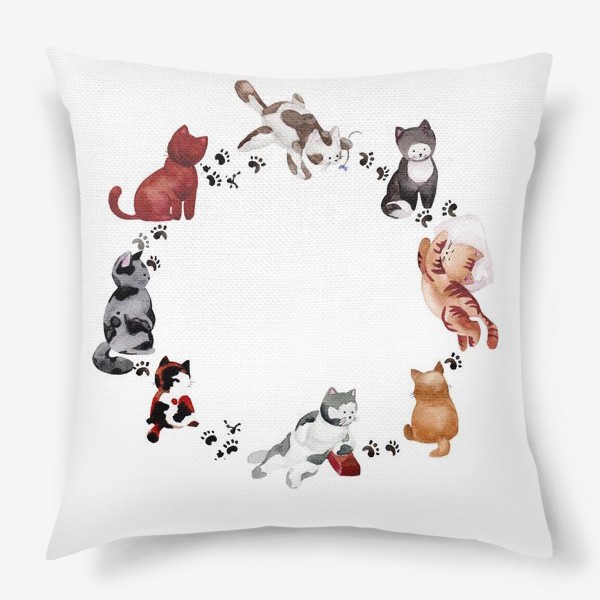 Подушка «Забавные акварельные котята»