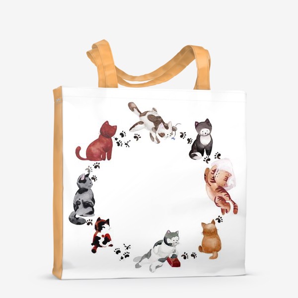Сумка-шоппер «Забавные акварельные котята»