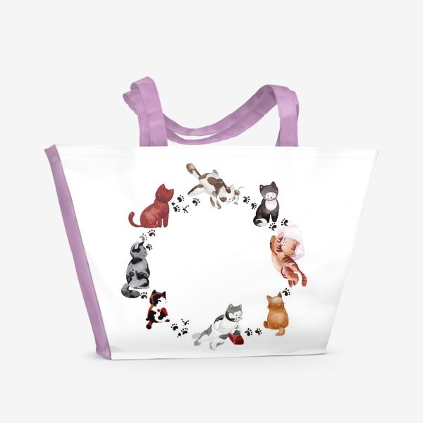 Пляжная сумка «Забавные акварельные котята»
