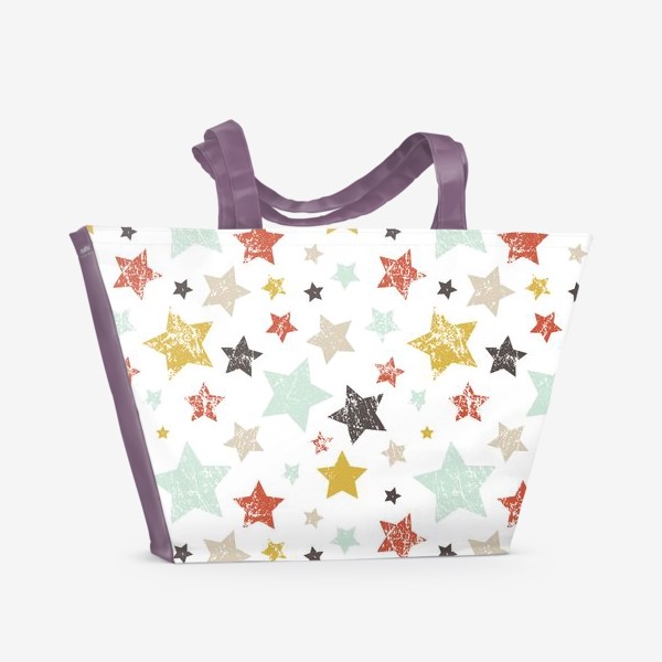 Пляжная сумка «Разноцветный космос с потёртыми звёздами»