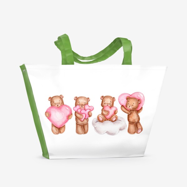 Пляжная сумка &laquo;Влюбленные мишки и сердечки&raquo;