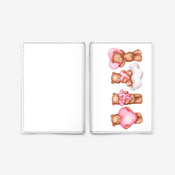 Обложка для паспорта «Влюбленные мишки и сердечки»