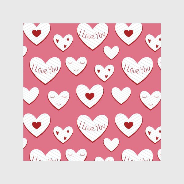 Скатерть &laquo;Валентинки. Сердца из бумаги и надписи. Сердечки на розовом фоне. Романтический принт&raquo;