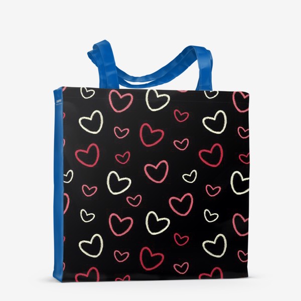 Сумка-шоппер «Скетч Сердца на чёрном фоне. Сердечки или контуры сердец»