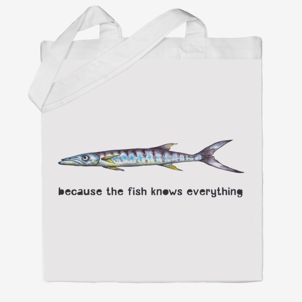 Сумка хб «Because the fish knows everything Потому что рыба всё знает»