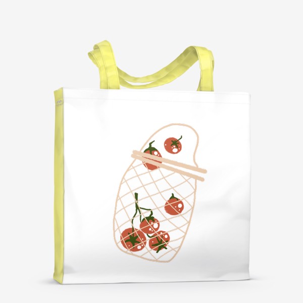 Сумка-шоппер «Акварельная нарисованная вручную яркая иллюстрация с различными овощами в эко сумке. Магазин, еда, вегетарианство»