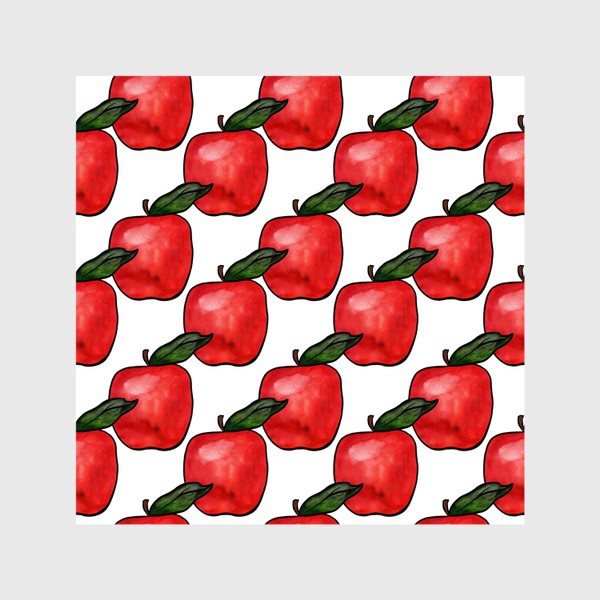Шторы «Паттерн яркие сочные красные яблочки»