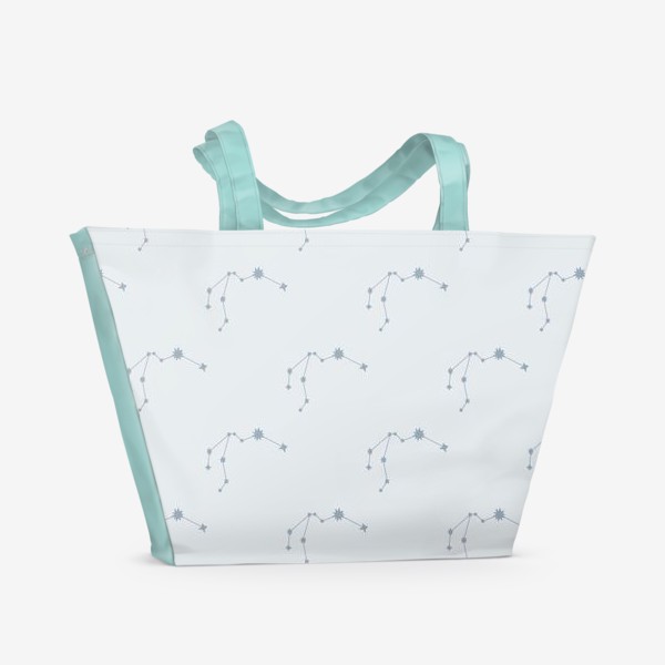 Пляжная сумка «В подарок Водолеям голубой паттерн с созвездием водолея»