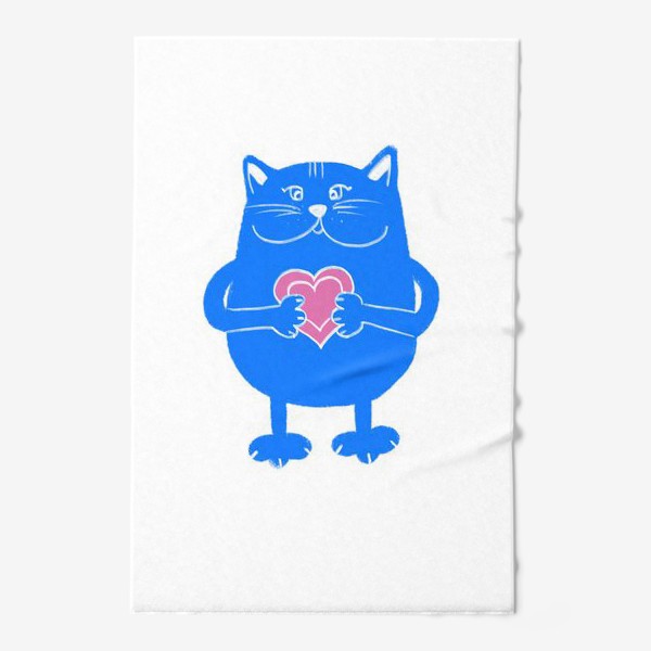 Полотенце «Кот с сердцем - в подарок на 14 февраля »