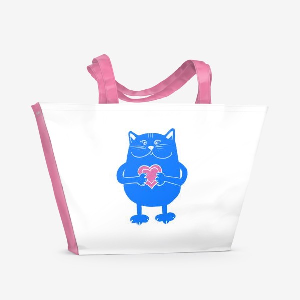 Пляжная сумка «Кот с сердцем - в подарок на 14 февраля »