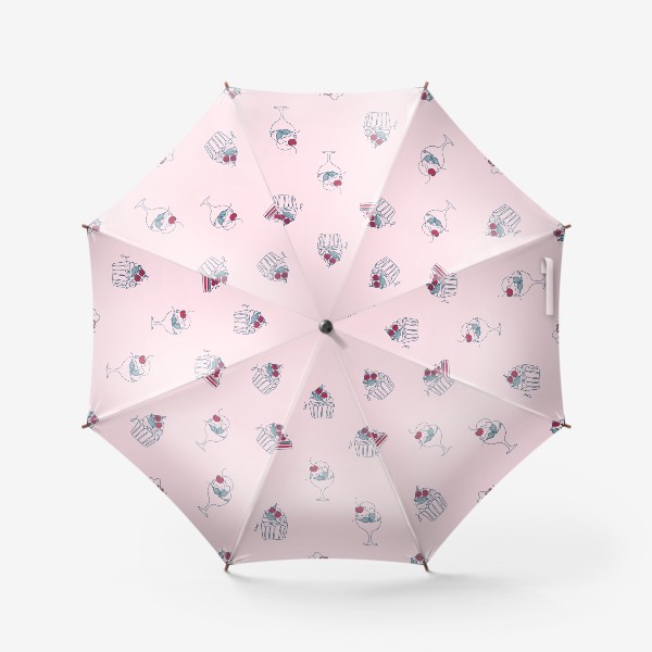 Зонт «Паттерн с десертами в стиле лайн арт»