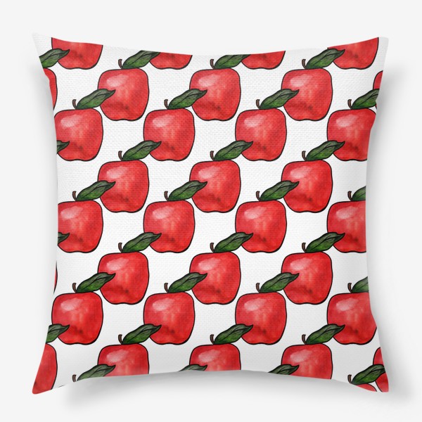 Подушка «Паттерн яркие сочные красные яблочки»