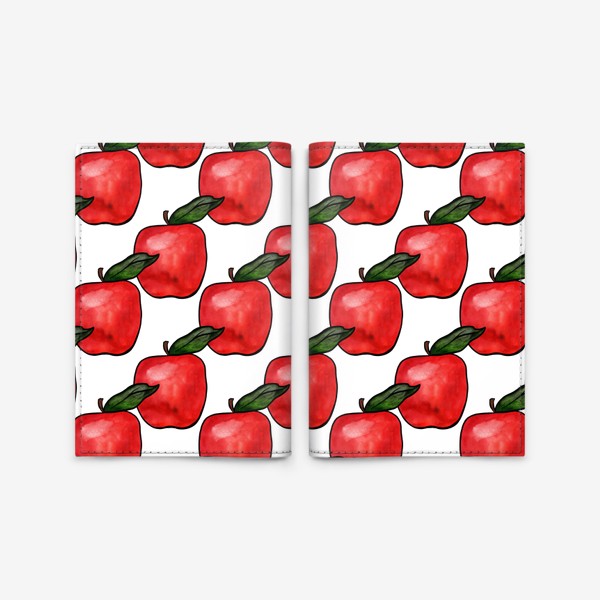 Обложка для паспорта «Паттерн яркие сочные красные яблочки»