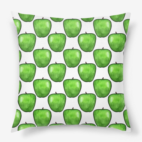 Подушка &laquo;Паттерн сочные зелёные яблоки&raquo;