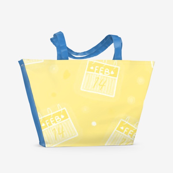 Пляжная сумка «желтые календарики 14 февраля на день святого валентина»