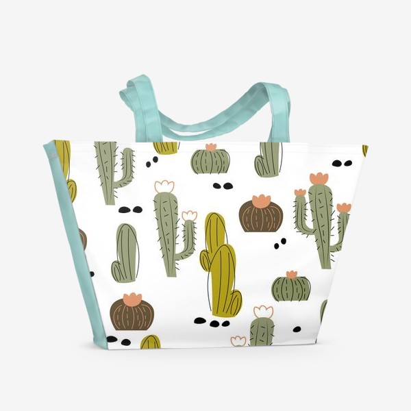Пляжная сумка «Кактусы.Бесшовный принт с кактусами.Минимализм,абстракция.»