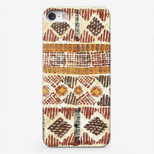 Чехол iPhone «Акварельный нарисованный вручную абстрактный геометрический фон, деревенский мотив, плетеные узоры»