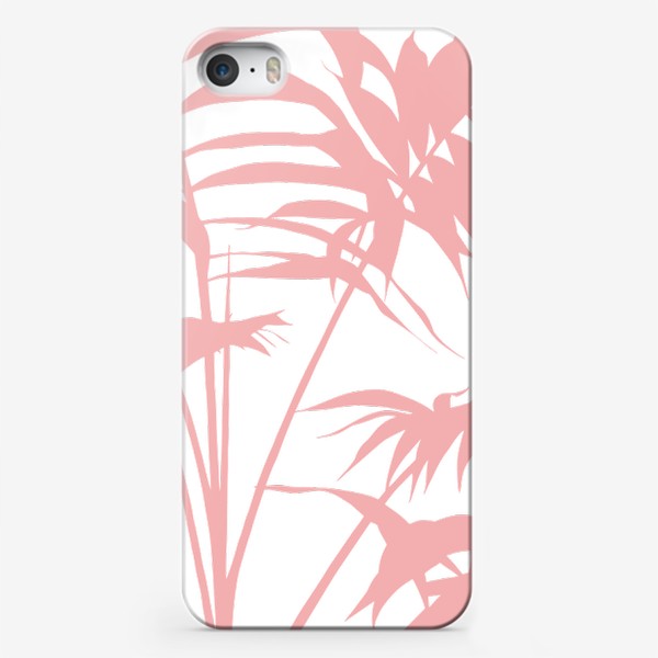 Чехол iPhone «розовые летние листья пальмы»