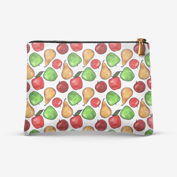 Косметичка «Паттерн разноцветные яркие сочные яблоки»