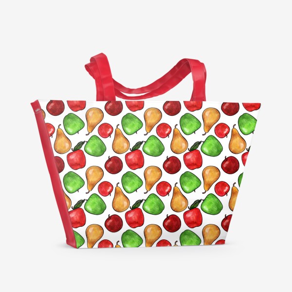Пляжная сумка &laquo;Паттерн разноцветные яркие сочные яблоки&raquo;