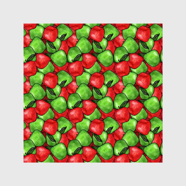 Шторы «Паттерн яркие зеленые и красные яблоки»
