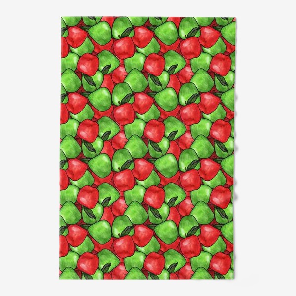 Полотенце «Паттерн яркие зеленые и красные яблоки»