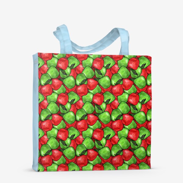 Сумка-шоппер «Паттерн яркие зеленые и красные яблоки»