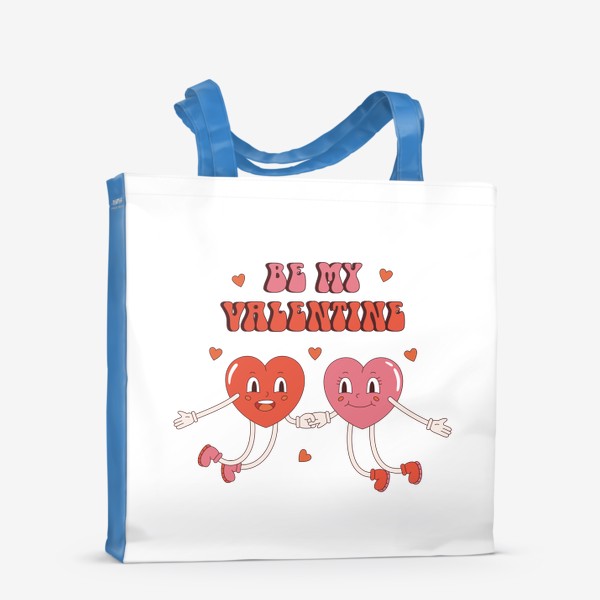 Сумка-шоппер «Be My Valentine - подарок на 14 февраля День Святого Валентина. Забавные сердечки в ретро стиле.»