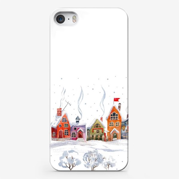 Чехол iPhone «Зима. Домики.»