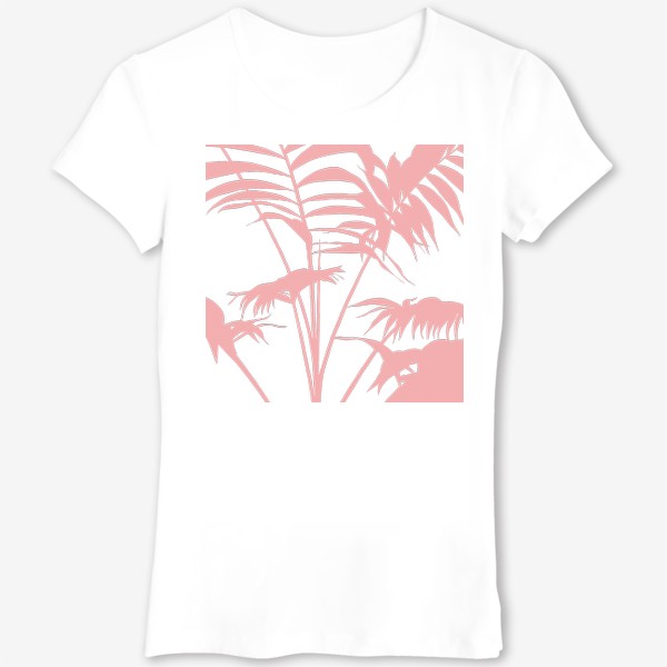 Футболка «розовые летние листья пальмы»