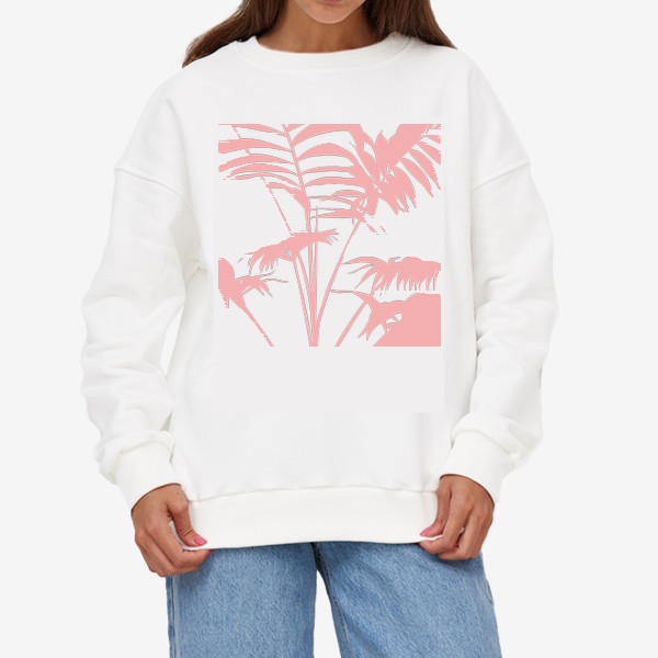 Свитшот «розовые летние листья пальмы»