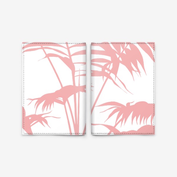 Обложка для паспорта «розовые летние листья пальмы»