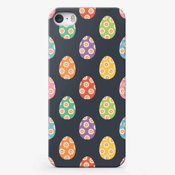 Чехол iPhone «Разноцветные яйца с цветами. Пасхальный принт.»