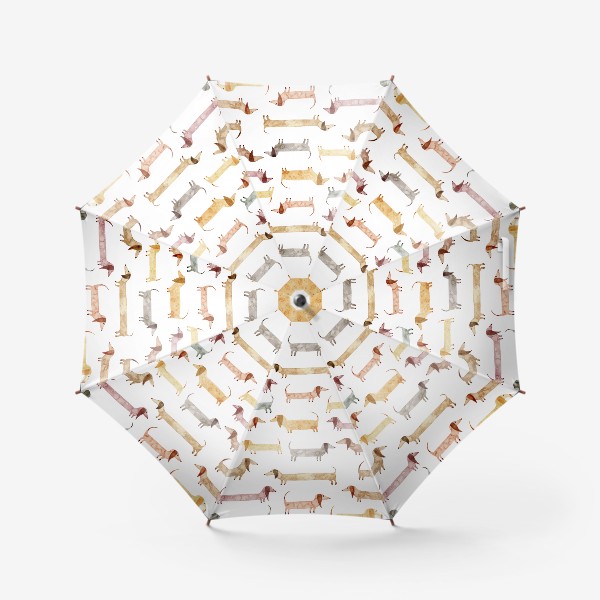 Зонт «Акварельный нарисованный вручную бесшовный фон с яркими иллюстрациями собак такс»