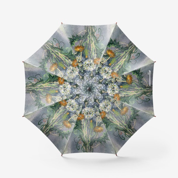 Зонт &laquo;Акварельная нарисованная вручную яркая иллюстрация с летним полевым букетом с одуванчиками&raquo;