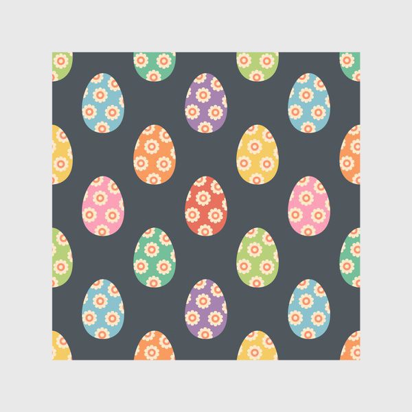 Скатерть «Разноцветные яйца с цветами. Пасхальный принт.»