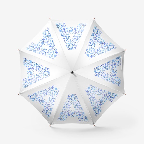 Зонт «буква А с цветочным акварельным узором»