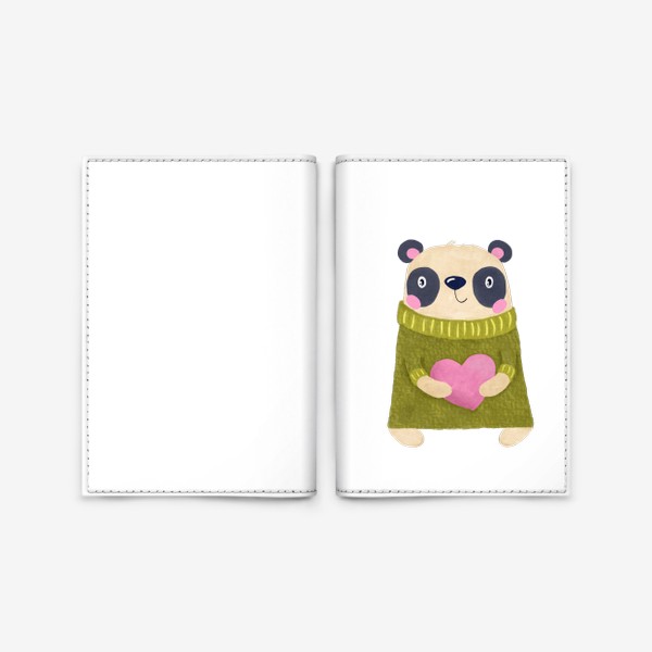 Обложка для паспорта «Панда с сердцем, мишка и любовь»