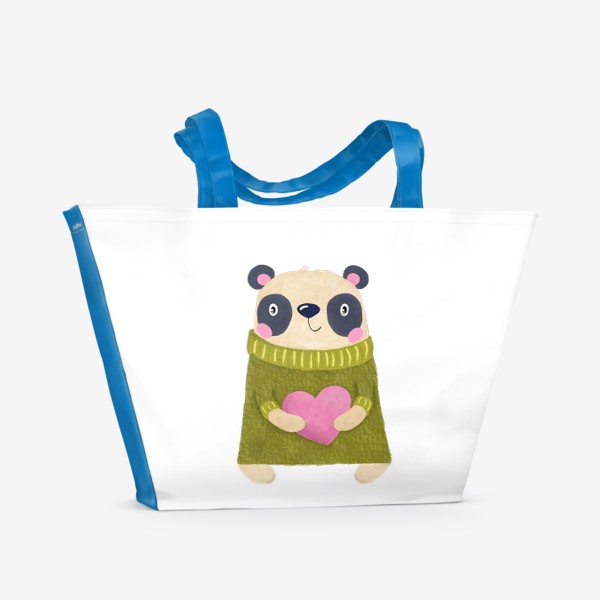 Пляжная сумка «Панда с сердцем, мишка и любовь»