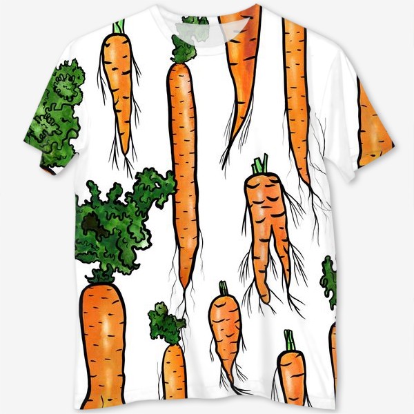 Футболка с полной запечаткой «Яркие сочные морковки»
